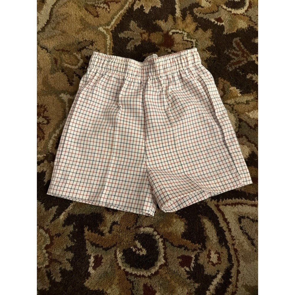 buster brown vintage toddler boys grid plaid red white blue shorts size 3T nwot